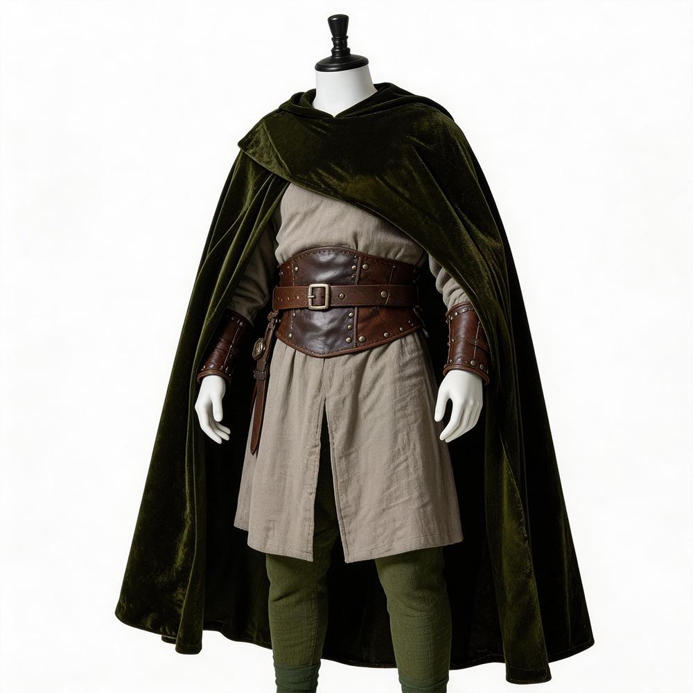 Nový čarodějnický rytířský plášť halloweenský upírský bojový čaroděj cosplay sametový plášť