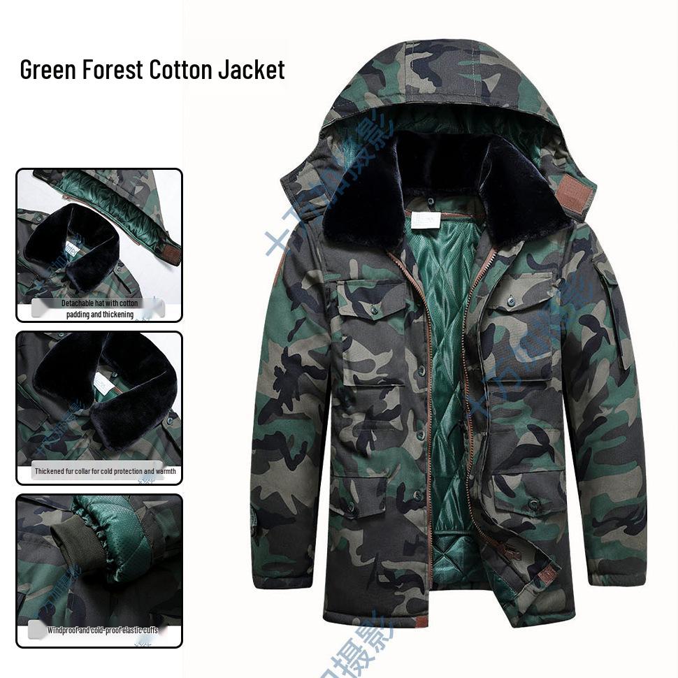 Men's Winter Camouflage Coat: Thick, Mid-Length, Cold-Resistant, Plus Size Cotton Jacket