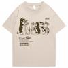 Camiseta de gran tamaño para hombre, ropa de Hip Hop con estampado de gato y ducha de calle, camiseta informal de algodón de manga corta para verano