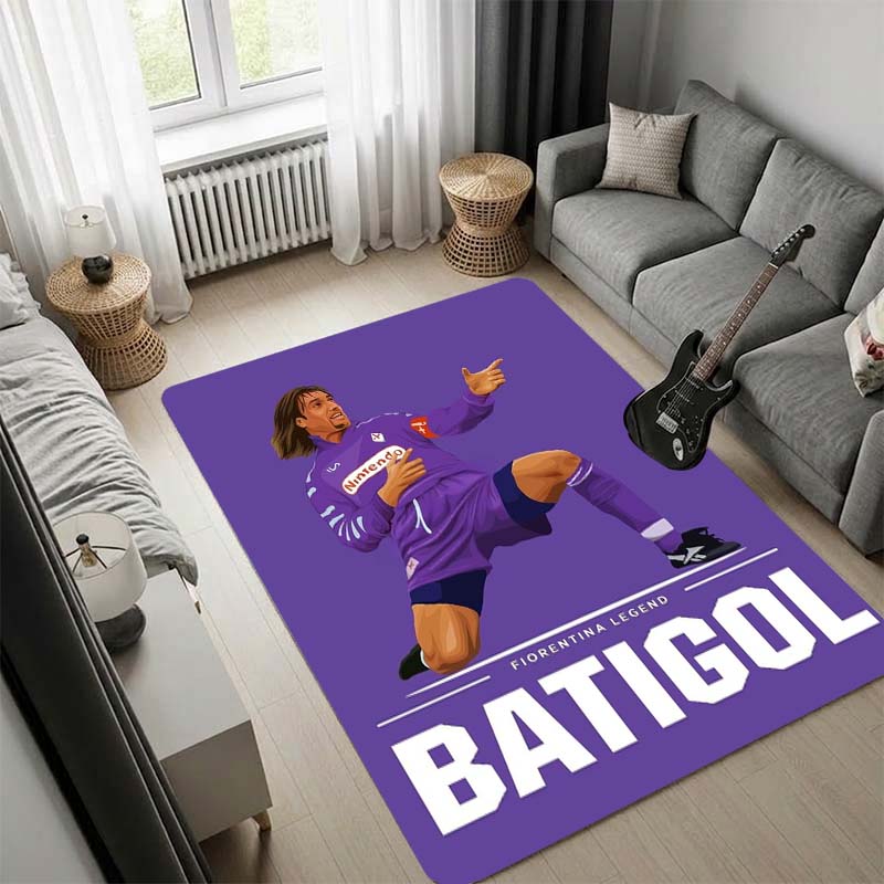 ACF Fiorentina Football Club Area Rug, Purple And Beige Cross Pattern Logo Floor Mat, Non Slip Carpet for Living Room Bedroom Soccer Fan Decor