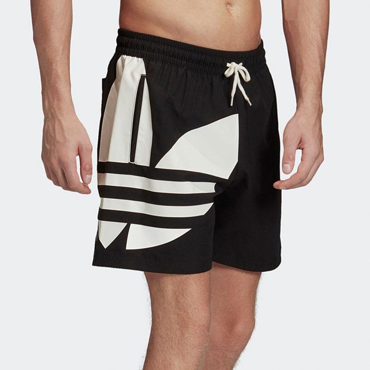 Adidas Originals Trefoil Print Casual Sports Atmungsaktive Shorts mit Kordelzug Herren Unterteile Schwarz FM9911