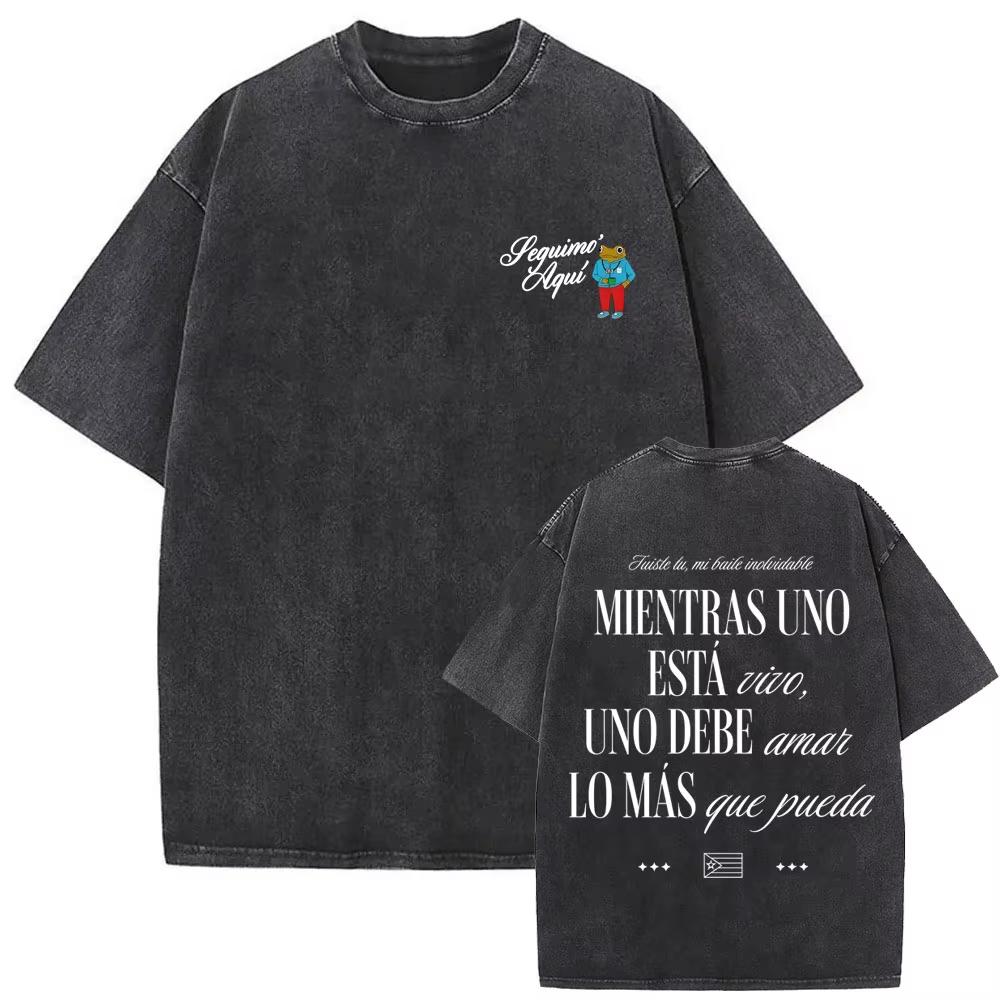 Summer Hot Sale Rapper Bad Bunny Washed Vintage T-shirt Debi Tirar Mas Fotos DTMF World Tour 2026 T Shirts Men Women Vintage Oversized Tshirt