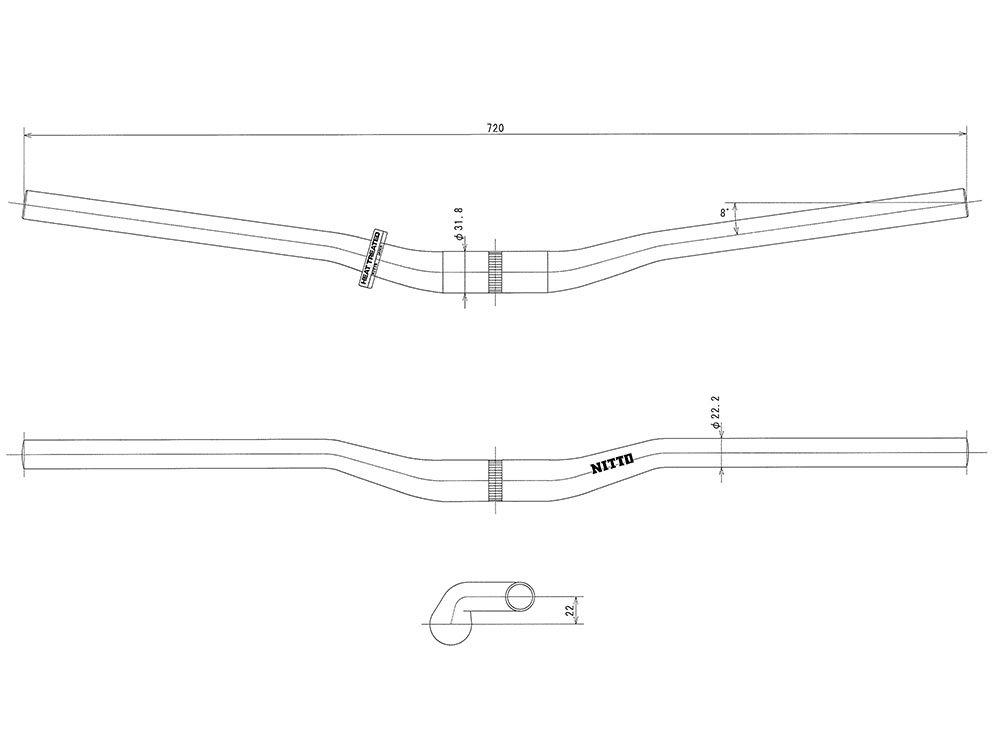NITTO 53 BLACK Width 720 B840AA-SSB /21/Drop/Depth (BACK) 31.8