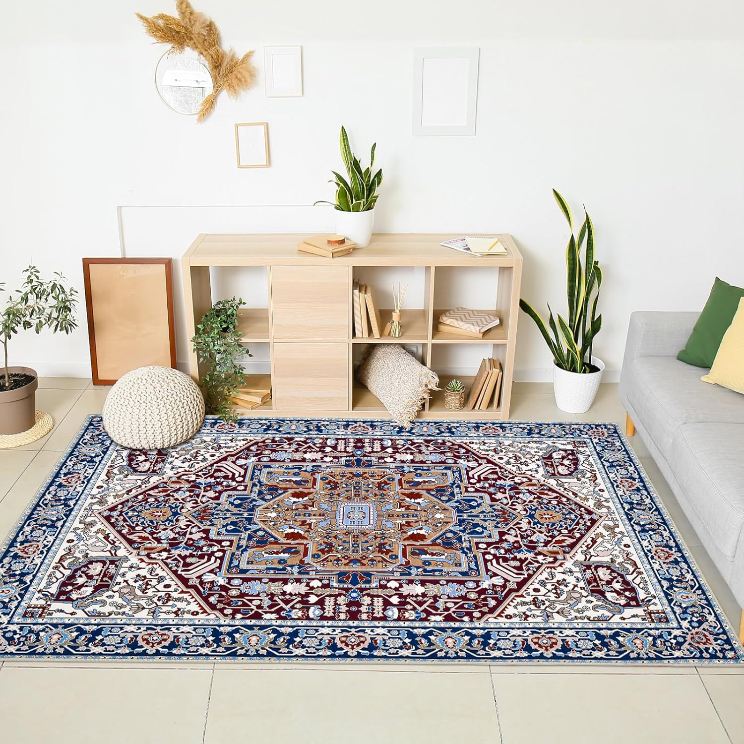 

Ретро-богемный марокканский ковер для гостиной, большой напольный коврик, противоскользящий, моющийся, для ванной, коврик для двери, домашний роскошный геометрический декоративный ковер 40X60cm-16x24in