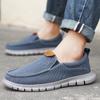 Men Outdoor Canvas Shoes Blue Slip on Sneakers Driving Shoes Casual Khaki Wide Head Shoes for Farther Plus Size Lightweight