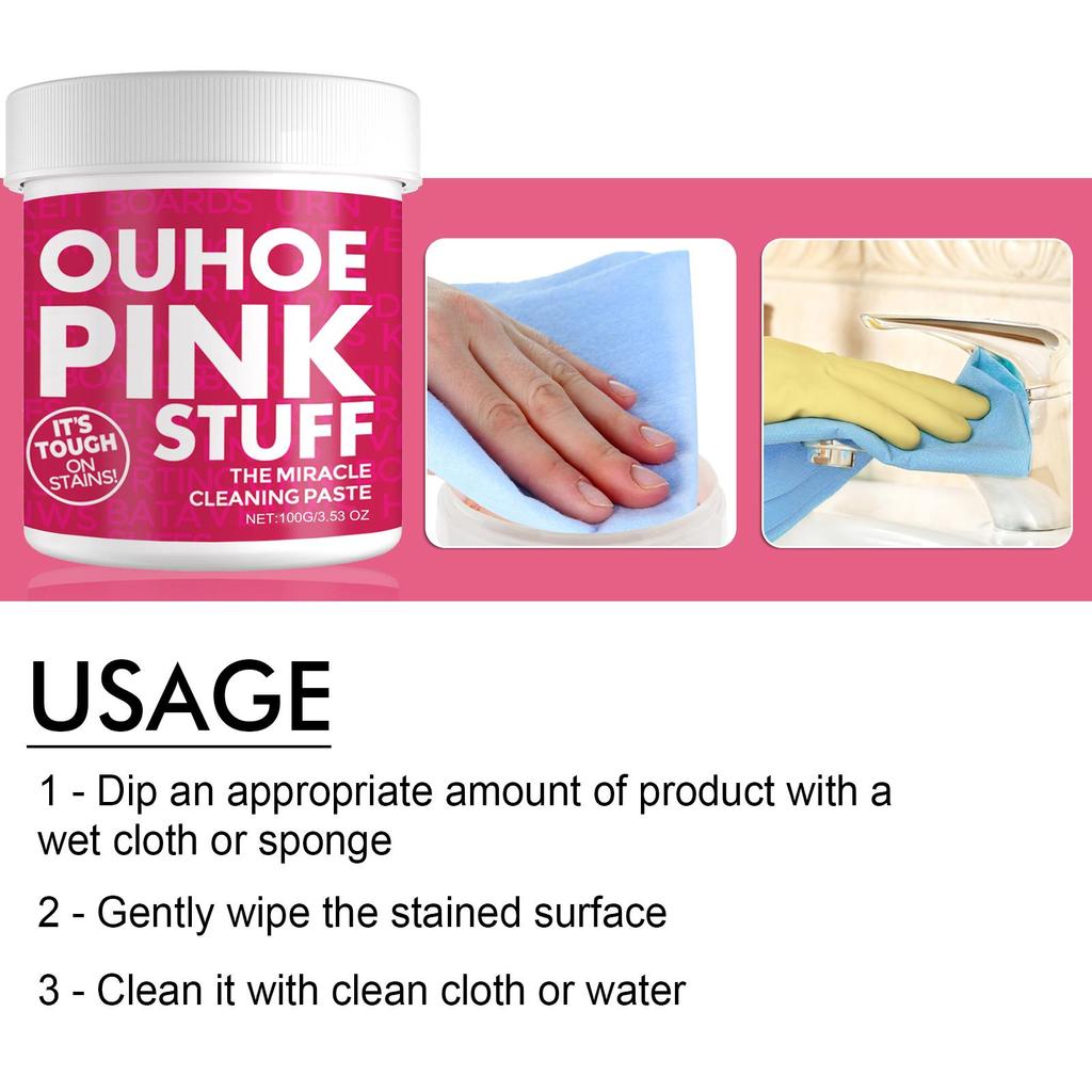Multi-Purpose Gentle Cleaning Paste - Heavy-Duty Degreaser for Kitchen, Universal Pink Tub Scrubbing Powder