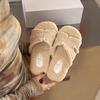 Fashion retro fluffy slippers outer wear new autumn versatile go out flat bottom comfortable soft bottom thick bottom half drag