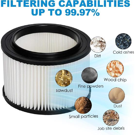 Zestaw 2 szt. Filtr Zamienny 17810 do Odkurzacza Craftsman Shop Vac Filtr 9-17810 do Odkurzaczy Ogólnego Zastosowania o Pojemności 3 do 4 Galonów