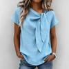 TIFICY Women's Fashion Casual Summer Spring Solid Color Print Short Sleeve Blouses & Shirts