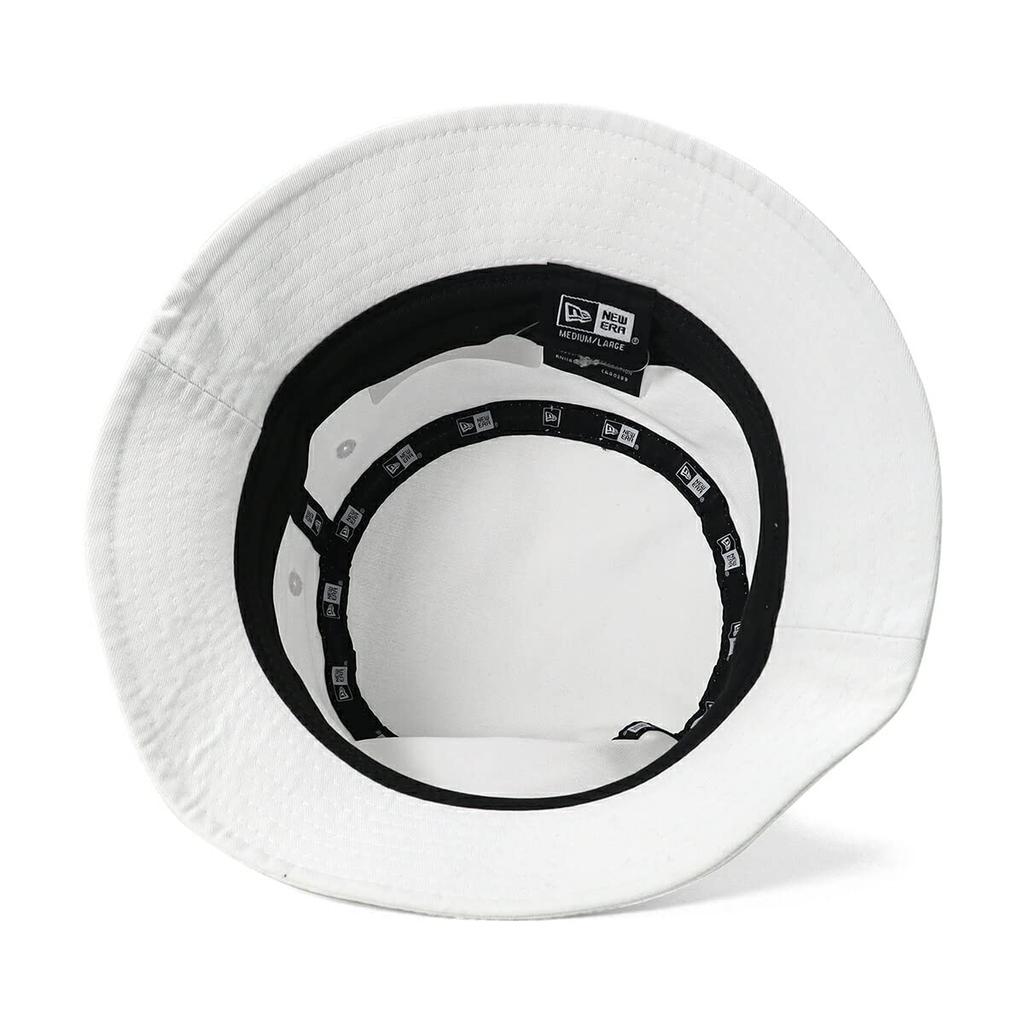 [New Era] Hat, Twill Cotton Bucket, White, ML, BUCKET-01 WHT BLK 25J