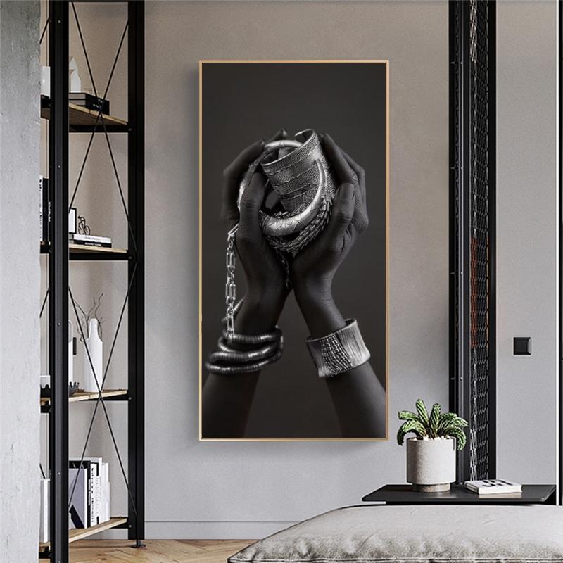 African Art, Black Hands, Hold Jewelry, Canvas, Paintings On the Wall, Art Posters, Wall Panels for African Women for Home Decor