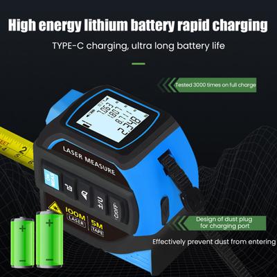 Cyfrowa miara taśmowa Wysoka dokładność 40/60/80/100M Narzędzie do pomiaru światła Podświetlany wyświetlacz LCD Akumulatorowe DIY Budownictwo Elektryczny miernik odległości
