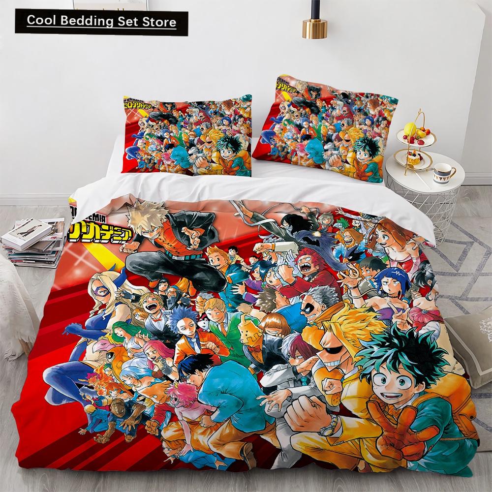 Nowy Anime My Hero Academy Pościel Zestaw Postacie Anime Poszewka na kołdrę 3D Cartoon Poliester Poszewka na kołdrę Queen King Size Dzieci Chłopcy