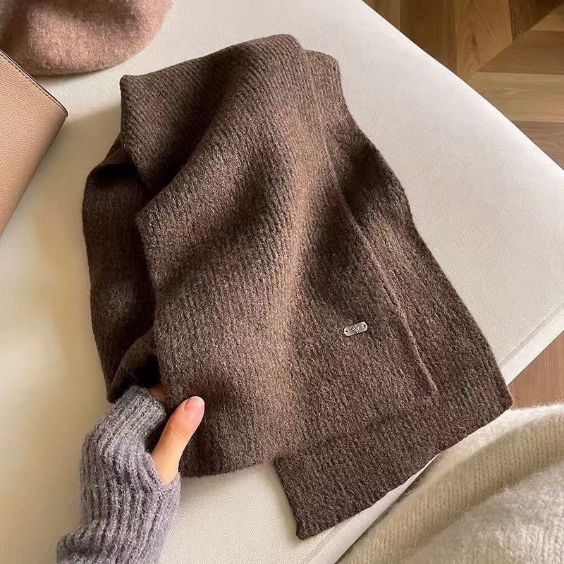 

New Winter Solid Color Japanese and Korean Style October Siege Wool Scarf for Women Soft Light Skinned and Versatile Couple Scarf for Men