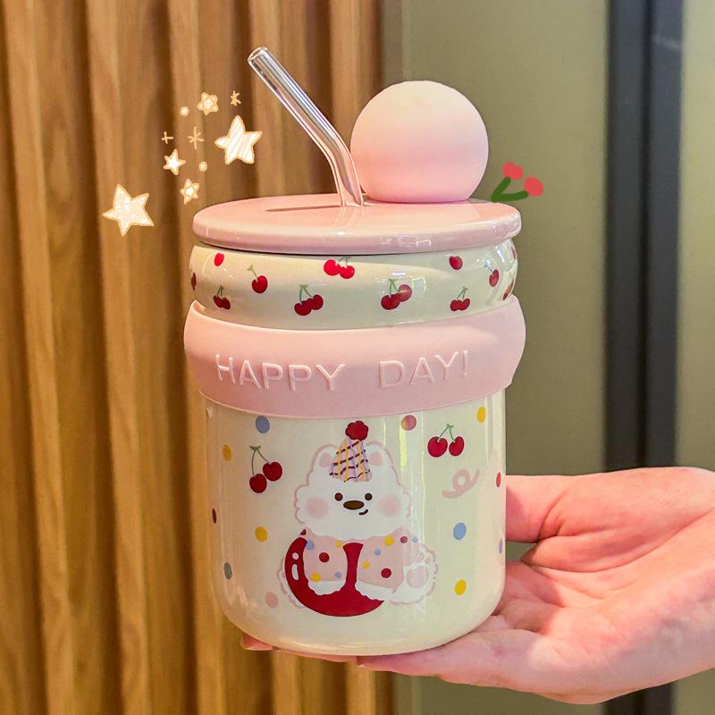 Graduation Gift for Boys and Girls, High-value Mug, Cute Puppy Straw Cup, Children's Practical Souvenir Gift Box