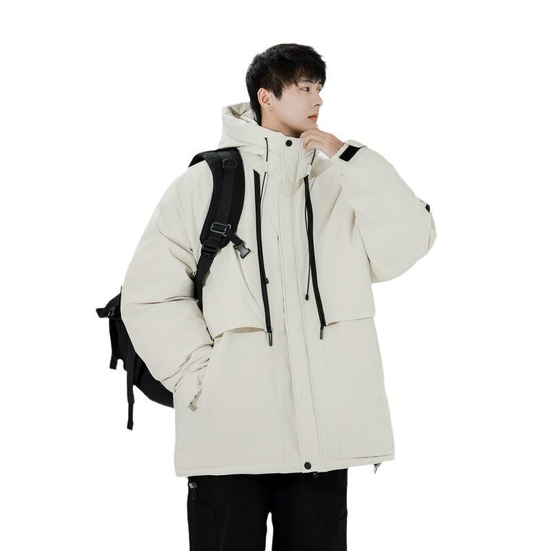 Down Jacket Men's Mid-length Autumn and Winter Hooded New Fashion Trend Casual Loose Warm Jacket for Men