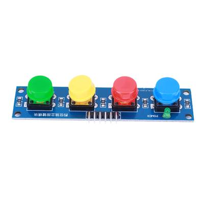 Moduł klawiatury z 4 niezależnymi przyciskami z nasadką i wskaźnikiem LED, moduł klawiatury z wyjściem wysokiego poziomu dla Arduino lub Raspberry Pi