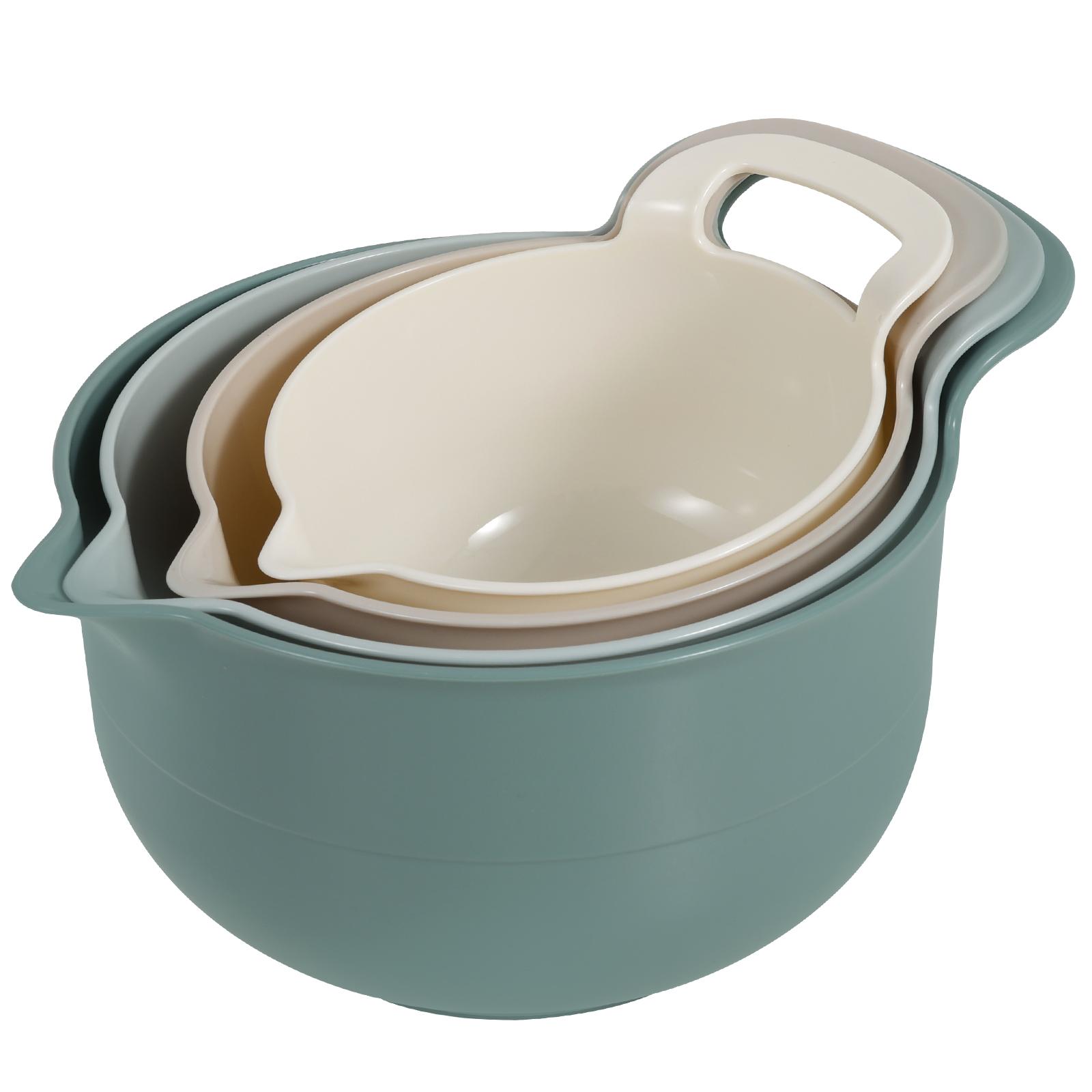 4 Pcs Reusable Plastic Nesting Mixing Bowl Set Multifunctional Stackable Kitchen Container Bowl Durable Food Prep Bowl For Home Cooking Baking Salad S зелёный