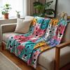 Multicolor Heart Polka Dot Anime Cartoon Flannel Blanket Soft Warm Throw for Bedroom Sofa Car Kids Holiday Gift