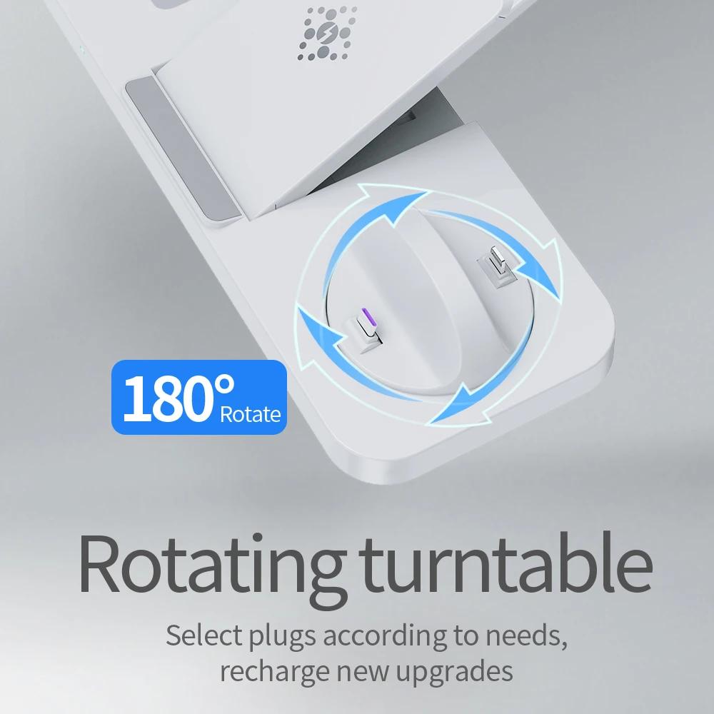 Foldable 6 In 1 Wireless Charger Stand For iPhone 15 14 13 12 11 X  Watch 8 7 6 5 4 3 2 Airpods Fast Charging Dock Station