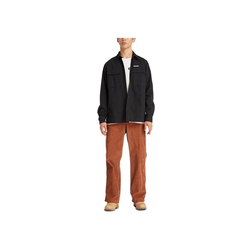 Timberland Polo a maniche lunghe con patch logo solido Uomo camicie Nero A6JNS-001