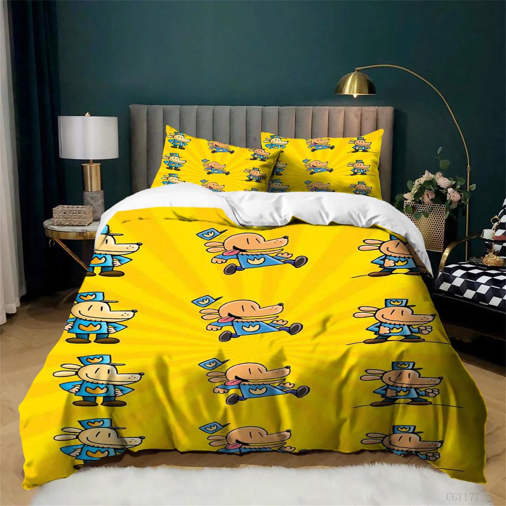 Dog Man Bedding Sets 3Pcs Lightweight Duvet Cover Set With Zipper Closure Soft Breathable Bedding Duvet Cover With Pillowsham