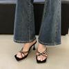 Square head love diamond gentle high heel sandals women's shoes versatile word with thin heel wear sandals shoes