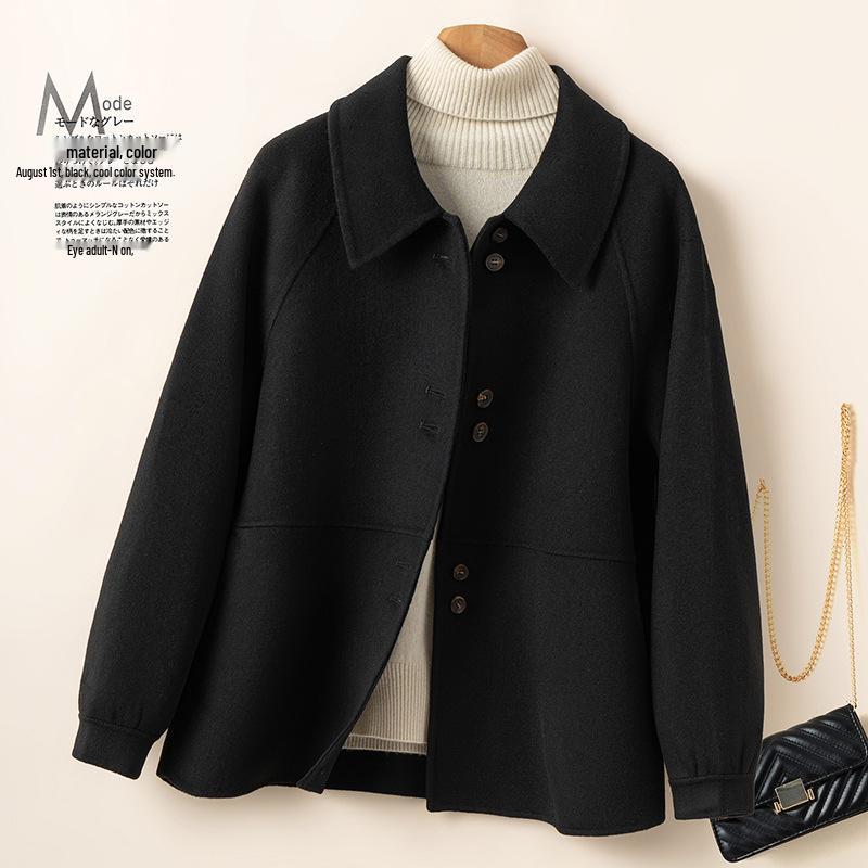 

2025 Женское Шикарное Шерстяное Пальто в Корейском Стиле - Высококлассное, Универсальное, Короткое, Для Миниатюрных, Мода Осень/Зима Small