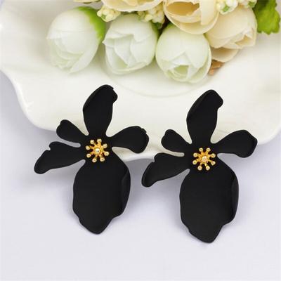 Korean Large Red Flower Stud Earrings Fashion Green White Flower Petal Stud Earrings for Women Jewelry OG091