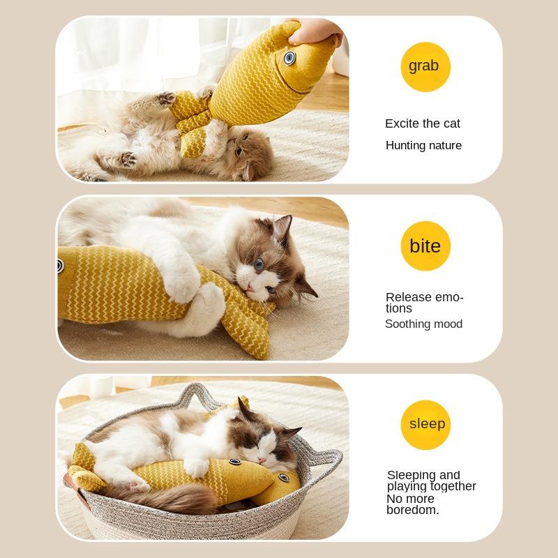 Catnip Cat Toy Plush Fish for Cats Interactive Self-Play Kicker Toy Durable Bite-Resistant Teaser for Indoor Kittens
