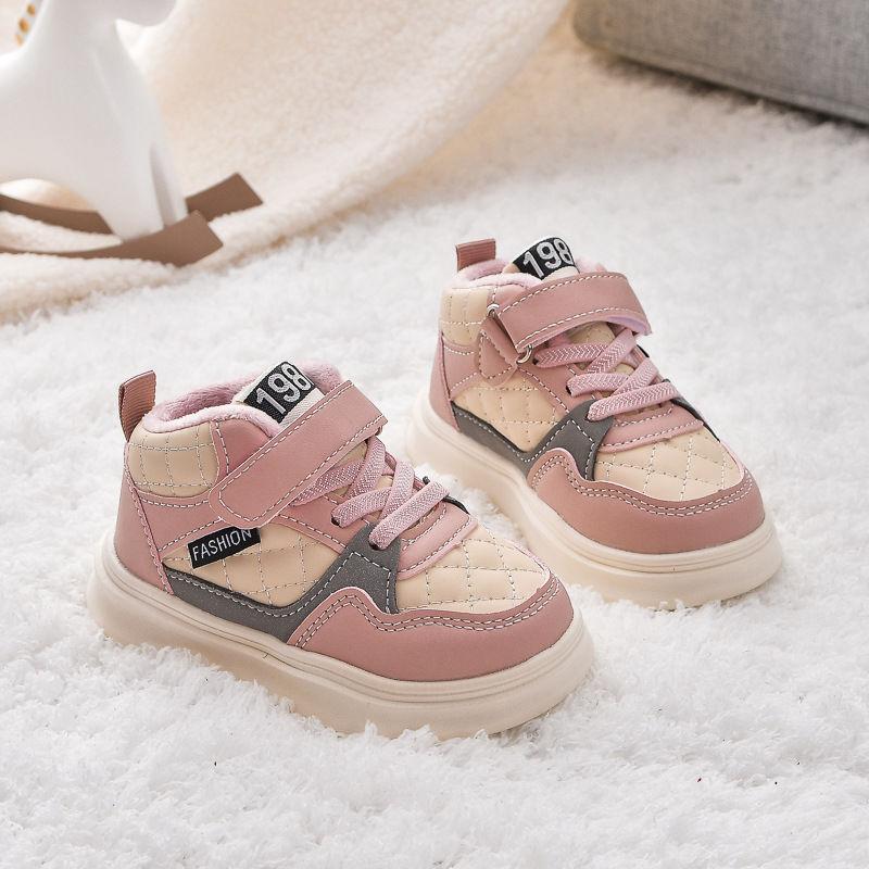 Winter New Children's Sports Shoes Cotton Shoes Girls Velvet Mid-top Board Shoes Baby Boys Warm Shoes Two Cotton Boots