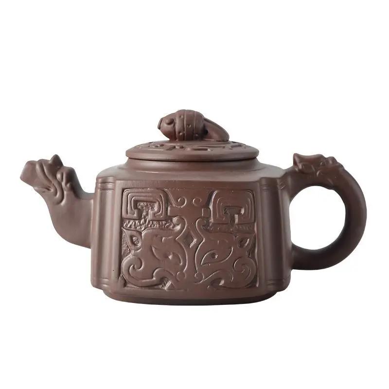 

Винтажный китайский фиолетовый глиняный чайник Си Ши Большой емкости Исин Цзыша Набор для чая Гунфу Индивидуальный подарок для чайной церемонии Чайная церемония коричневый