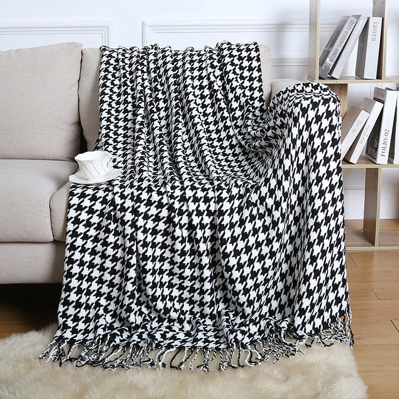 Nordic Tassel Sofa Throw Blanket - Air Conditioning Nap & Hotel Bed Runner, Summer Bed Flag, Bed End Blanket