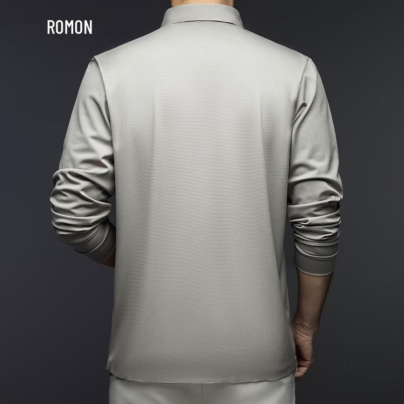 Romon Men's Anti-Wrinkle Long-Sleeve Polo T-Shirt