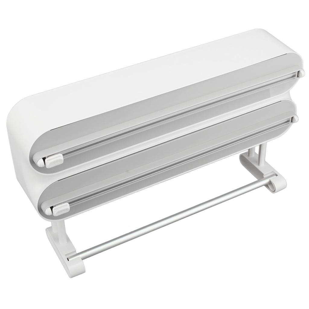 3 In 1 Wrap Cutter Organizer with Paper Towel Holder Magnetic Plastic Aluminum Alloy Space Saving Bi