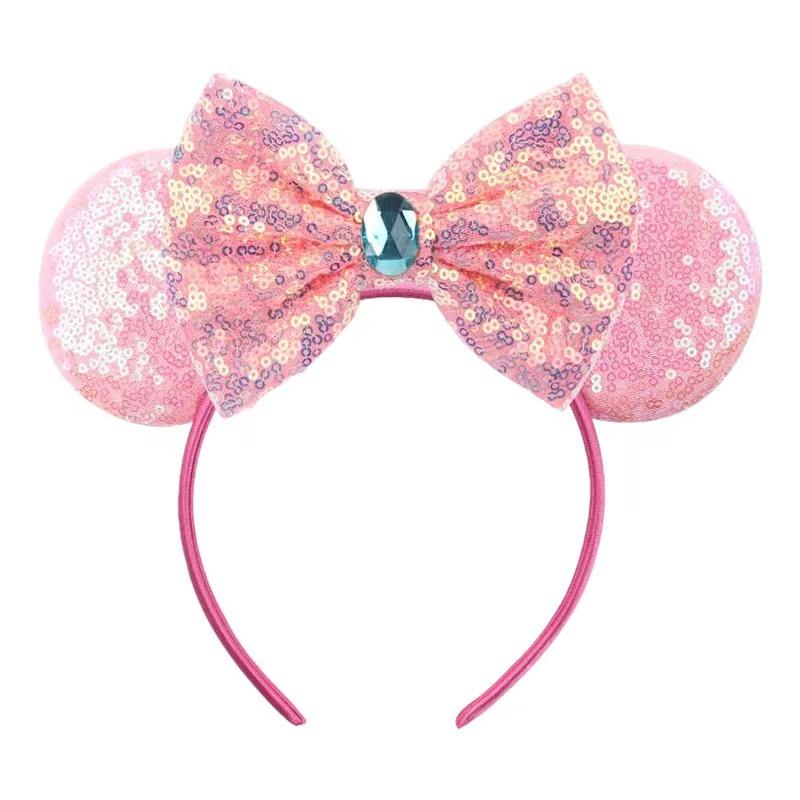 Neue fluoreszierende Farben Mausohren Stirnband für Mädchen Glänzende Pailletten Schleife Haarband Festival Party Cosplay DIY Haarschmuck