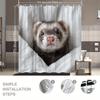 Ferret Shower Curtain Cute Ferret Peeking Out Print Waterproof Polyester Bathroom Decor Bath Curtain Set