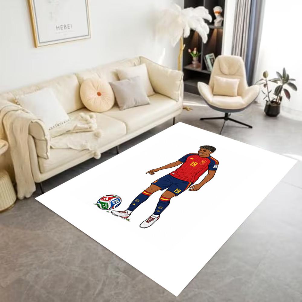 Lamine Yamal's Spain Soccer Player Floor Rug Office Rug Design for Game Room Study room Dormitory Kitchen Antislip Carpet Anime Office Decor