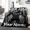 Name Custom Black-Venom Print Flannel Blanket High Quality Warm Comfortable Cover for All Seasons Perfect for Gifts Home Decor