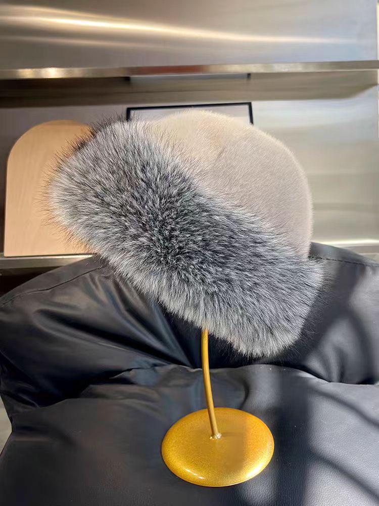 Women's Faux Fur Mongolian Bucket Hat - Autumn/Winter Warm Plush Fox Fur Fisherman Style