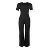Irregular Neckline Waist-Gathering Wide-Leg Jumpsuit