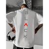 Men'S Minimalist Black Red Contrast T-Shirt - _BLA_ Letter Print, Suitable for Daily Wear