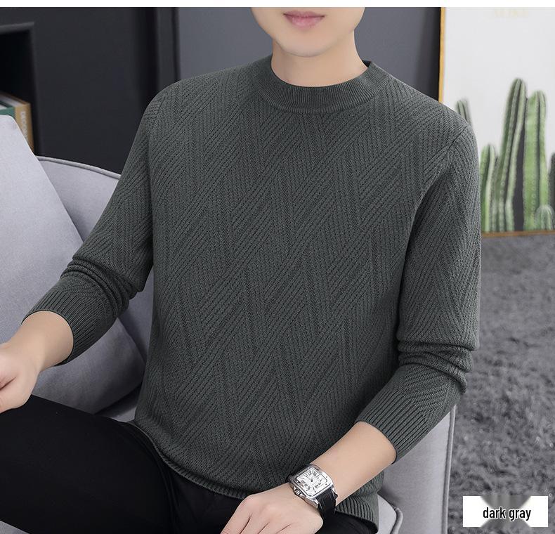 Men's Lyocell Wool Crew Neck Sweater - Warm, Light, Mature Style Knitwear