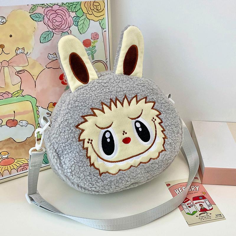 Cartoon Kawaii Labubu Shouder Bags Cute Versatile Plush Doll Backpack For Women Girls Simple Crossbody Bags Gifts