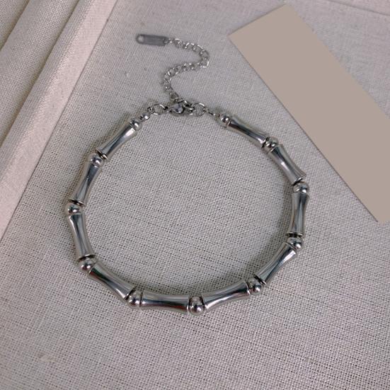 Unisex Bracelet Promotion Imply Joint Smooth Adjustable Extended Length Bamboo Bead Stainless Steel Lightweight