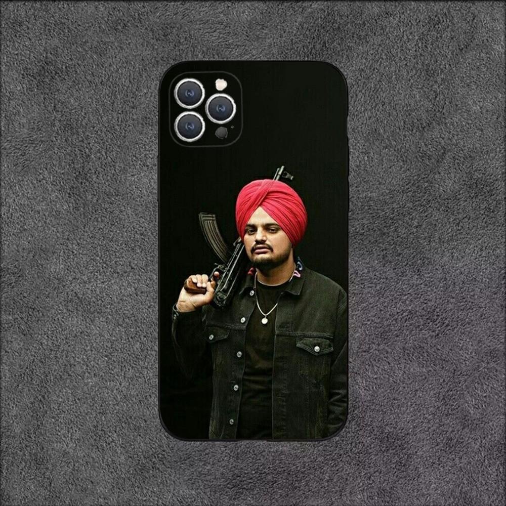 Sidhu Moose Wala Funda Phone Case For iPhone 16,15,14,13,12,11,Plus,Pro Max,XS,X,XR,SE,Mini,8,7 Soft Silicone Black Cover