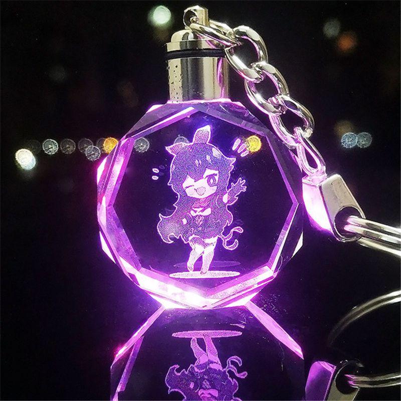 Elegant Genshin Impact Crystal Keychain With Stunning Led Colorful Light For All Occasions