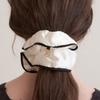 Halden Wide Line Satin Logo Pendant Scrunchie (H020_white)