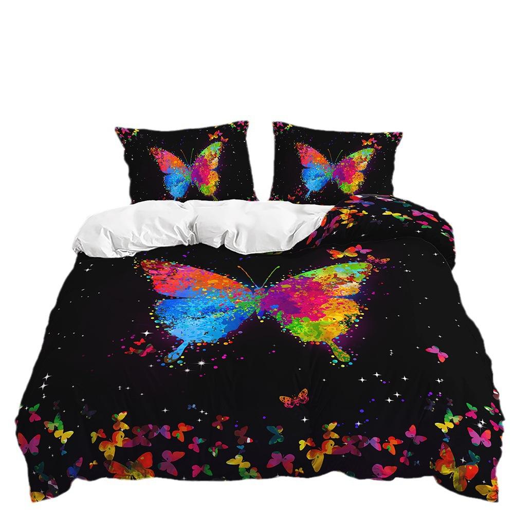 Three-Piece Butterfly Quilt Set Two-Piece Bedding Set Digital Printing 3D Set