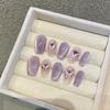 10pcs/set Handmade Dreamy Blue Press-On Nails Short Ballet Shape Gradient & Ombre Design Glossy Finish Removable False Nail Tips